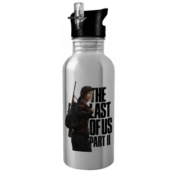 Last of us, Ellie, Water bottle Silver with straw, stainless steel 600ml