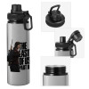 Metallic water bottle with safety cap, 850ml aluminum