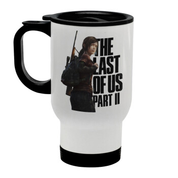 Last of us, Ellie, Stainless steel travel mug with lid, double wall white 450ml