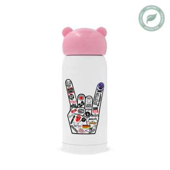 Best Rock Bands hand, Pink stainless steel thermal flask, 320ml