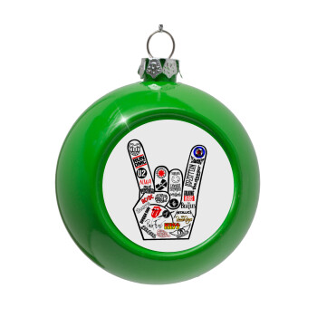 Best Rock Bands hand, Green Christmas tree ornament bauble 8cm