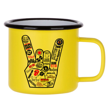 Best Rock Bands hand, Metallic enamel MATT Yellow cup 360ml