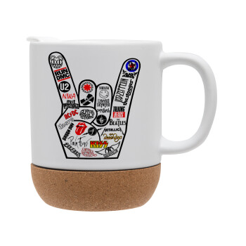 Best Rock Bands hand, Ceramic coffee mug Cork (MAT), 330ml (1pcs)