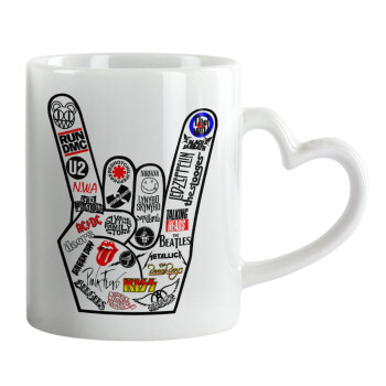 Best Rock Bands hand, Mug heart handle, ceramic, 330ml