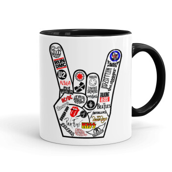 Best Rock Bands hand, Mug colored black, ceramic, 330ml