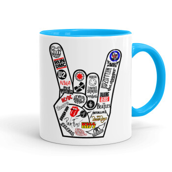 Best Rock Bands hand, Mug colored light blue, ceramic, 330ml