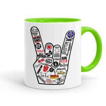 Best Rock Bands hand, Mug colored light green, ceramic, 330ml