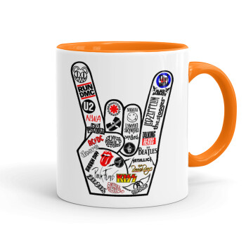Best Rock Bands hand, Mug colored orange, ceramic, 330ml