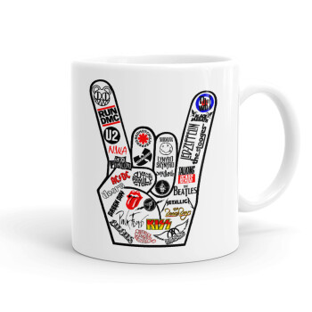 Best Rock Bands hand, Ceramic coffee mug, 330ml (1pcs)