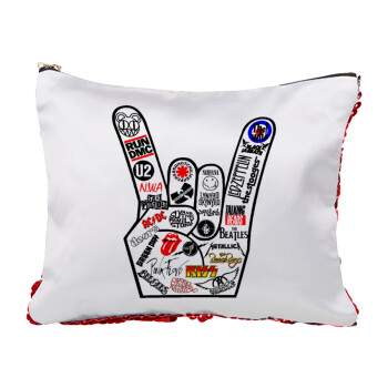 Best Rock Bands hand, Red sequin cosmetic bag