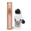 Easter Set, metallic aluminum bottle (500ml) & aromatic flat Easter candle (30cm) (PINK)