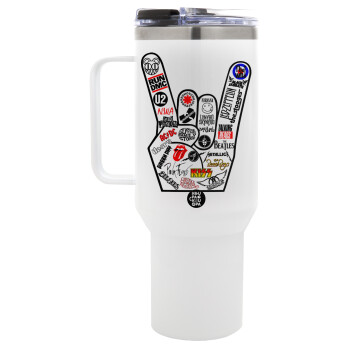 Best Rock Bands hand, Mega Stainless steel Tumbler with lid, double wall 1,2L