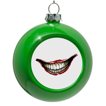 Joker smile, Green Christmas tree ornament bauble 8cm