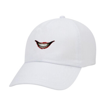 Joker smile, Adult Baseball Cap White 5-panel (POLYESTER, ADULT, UNISEX, ONE SIZE)