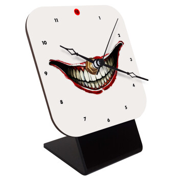 Joker smile, Quartz Wooden table clock with hands (10cm)