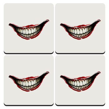 Joker smile, ΣΕΤ 4 Σουβέρ ξύλινα τετράγωνα (9cm)
