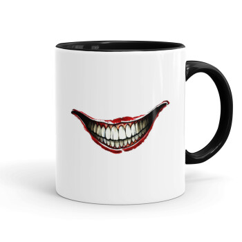 Joker smile, Κούπα χρωματιστή μαύρη, κεραμική, 330ml