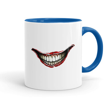Joker smile, Mug colored blue, ceramic, 330ml