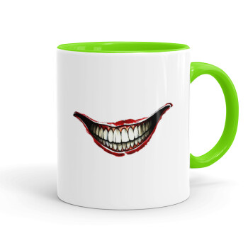 Joker smile, Mug colored light green, ceramic, 330ml