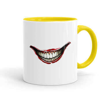 Joker smile, Mug colored yellow, ceramic, 330ml