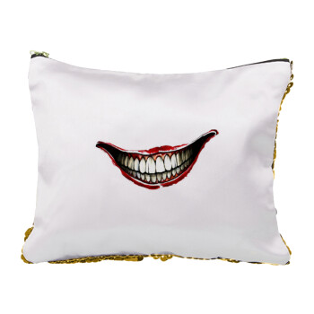 Joker smile, Sequin Gold Pouch Cosmetic Bag