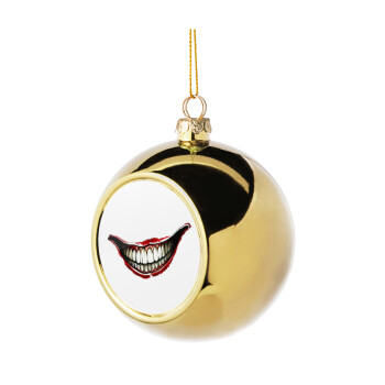 Joker smile, Golden Christmas tree ball ornament 8cm