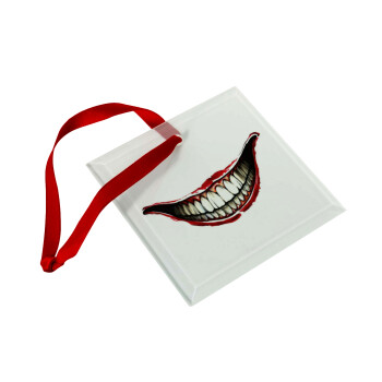 Joker smile, Christmas ornament, glass square ornament 9x9cm