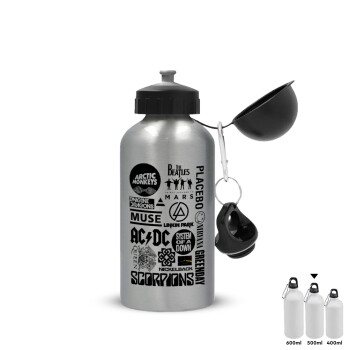 Best Rock Bands Collection, Metallic water jug, Silver, aluminum 500ml