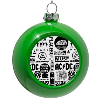 Best Rock Bands Collection, Green Christmas tree ornament bauble 8cm