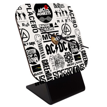 Best Rock Bands Collection, Quartz Wooden table clock with hands (10cm)