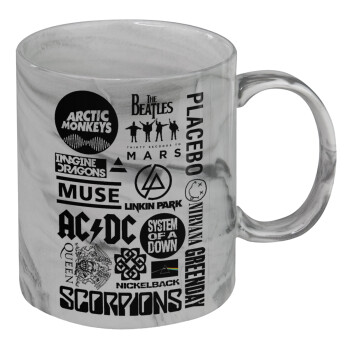 Best Rock Bands Collection, Mug ceramic marble style, 330ml