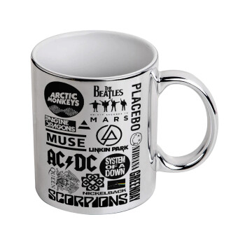 Best Rock Bands Collection, Mug ceramic, silver mirror, 330ml