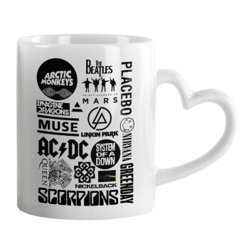 Best Rock Bands Collection, Mug heart handle, ceramic, 330ml