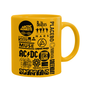 Best Rock Bands Collection, Ceramic coffee mug yellow, 330ml (1pcs)