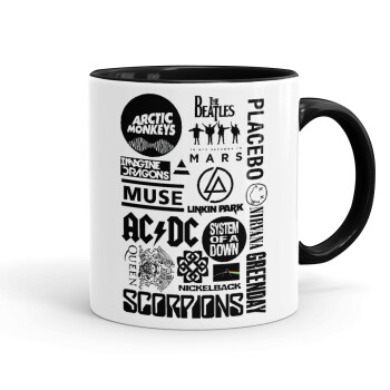 Best Rock Bands Collection, Mug colored black, ceramic, 330ml
