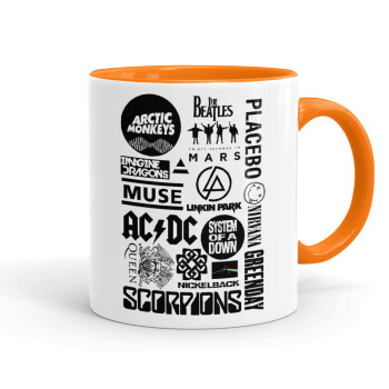 Best Rock Bands Collection, Mug colored orange, ceramic, 330ml