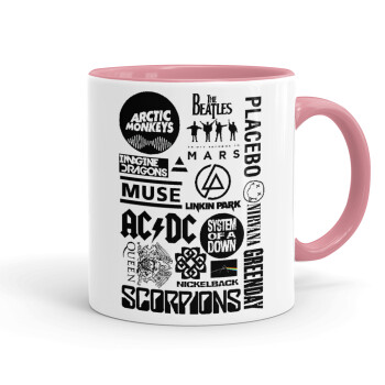 Best Rock Bands Collection, Κούπα χρωματιστή ροζ, κεραμική, 330ml