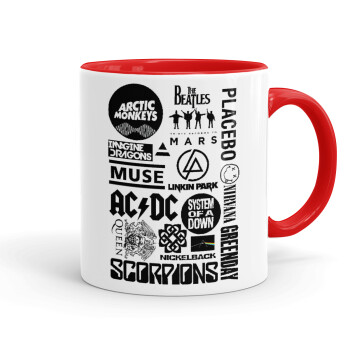 Best Rock Bands Collection, Mug colored red, ceramic, 330ml