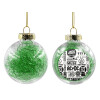 Transparent Christmas tree ball ornament with green filling 8cm