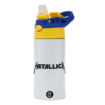 Metallica, Children's hot water bottle, stainless steel, with safety straw, green, blue (360ml) BPA FREE