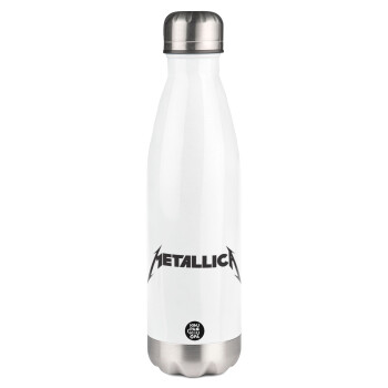 Metallica, Μεταλλικό παγούρι θερμός Λευκό (Stainless steel), διπλού τοιχώματος, 500ml