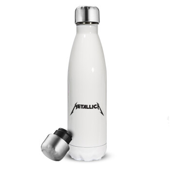 Metallica logo, Metal mug thermos White (Stainless steel), double wall, 500ml