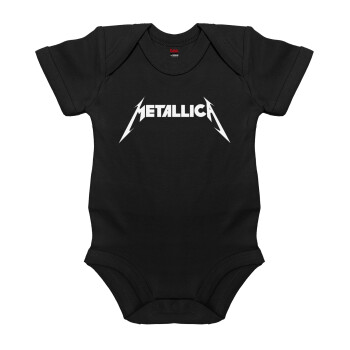 Metallica, Βρεφικό φορμάκι μωρού, 0-18 μηνών, ΜΑΥΡΟ, 100% Organic Cotton, κοντομάνικο