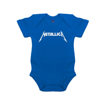 Metallica, Βρεφικό φορμάκι μωρού, Μπλε Κοβαλτίου, 100% Organic Cotton, κοντομάνικο