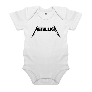 Metallica, Βρεφικό φορμάκι μωρού, 0-24 μηνών, ΛΕΥΚΟ, 100% Organic Cotton, κοντομάνικο