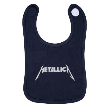 Metallica logo, Σαλιάρα με Σκρατς 100% Organic Cotton Μπλε (0-18 months)
