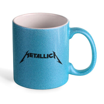 Metallica logo, Κούπα Σιέλ Glitter που γυαλίζει, κεραμική, 330ml