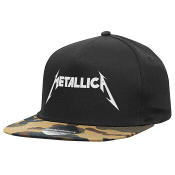 Metallica logo, Καπέλο Ενηλίκων Flat Snapback Μαύρο/Παραλαγή, (100% ΒΑΜΒΑΚΕΡΟ, ΕΝΗΛΙΚΩΝ, UNISEX, ONE SIZE)