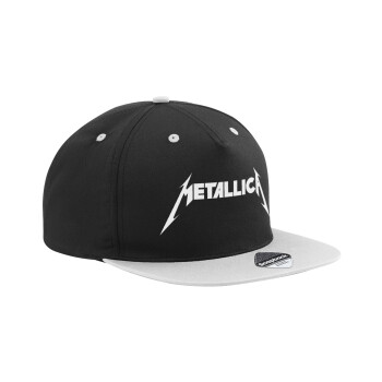 Metallica, Adult Flat Snapback Hat Black/Grey, (100% COTTON TWILL, ADULT, UNISEX, ONE SIZE)