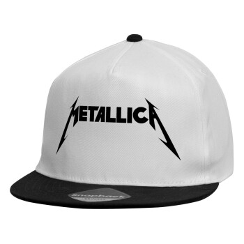 Metallica, Child's Flat Snapback Hat, White (100% COTTON, CHILDREN'S, UNISEX, ONE SIZE)